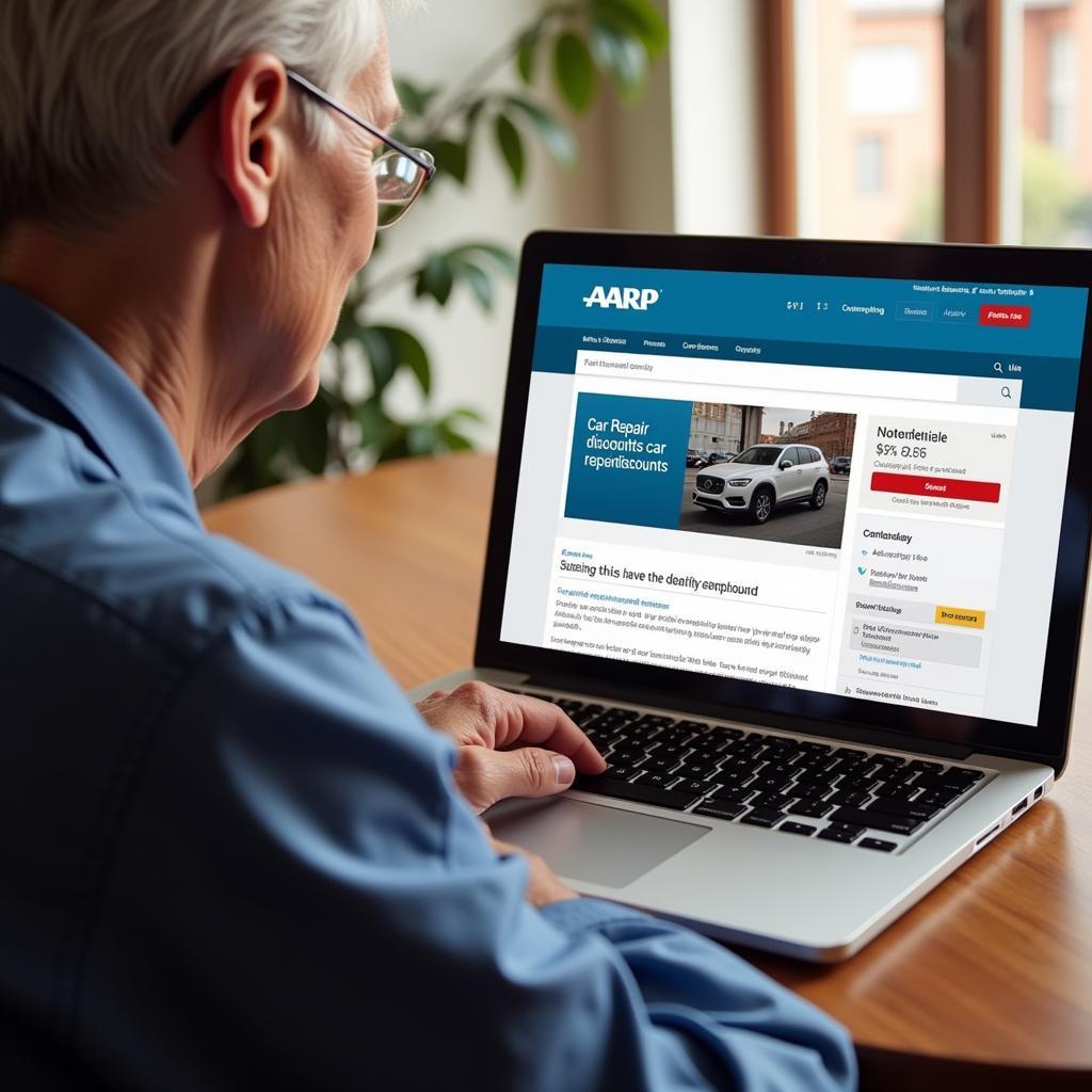 AARP Member Checking Website for Auto Service Discounts