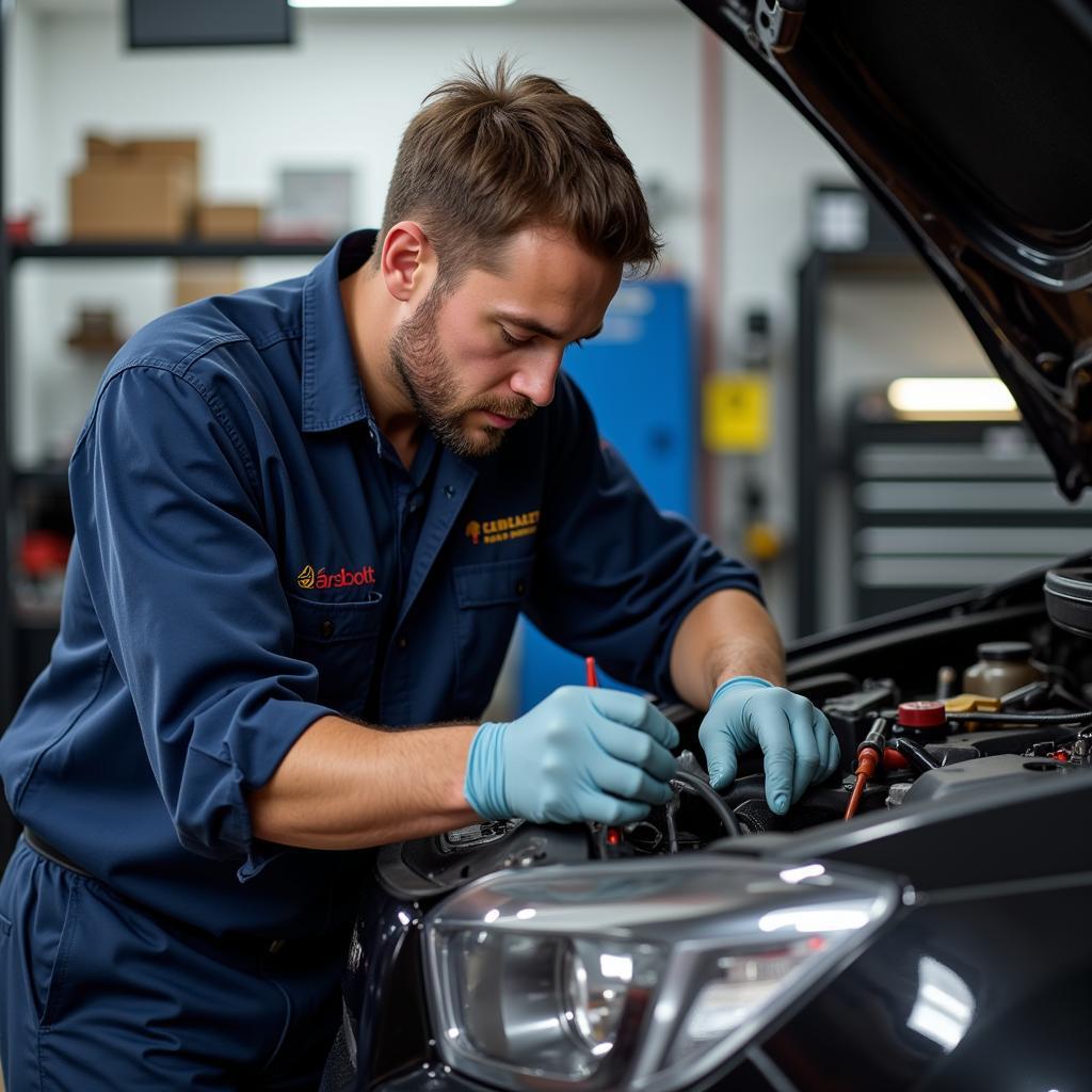 Abbott Auto Service Technician Performing Car Repair