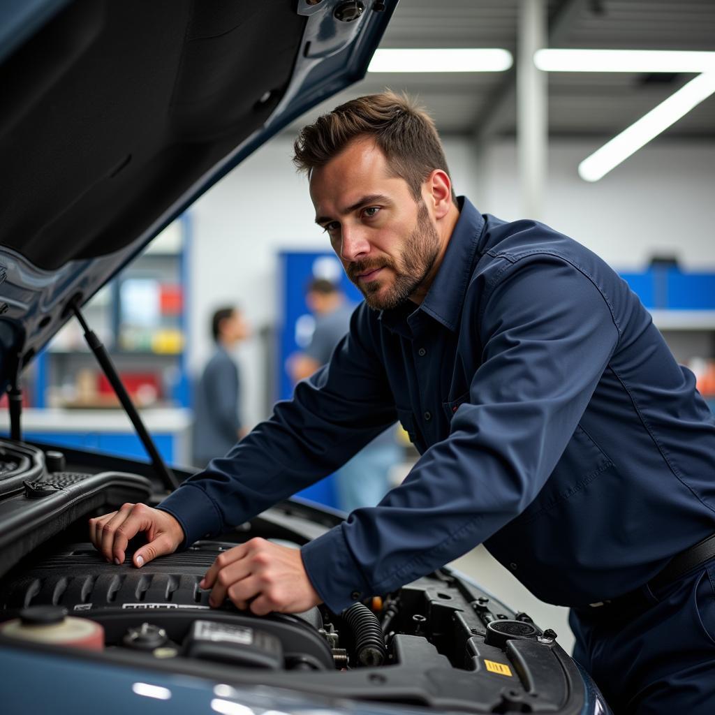 Mechanic Working on a Car Engine in Abu Dhabi