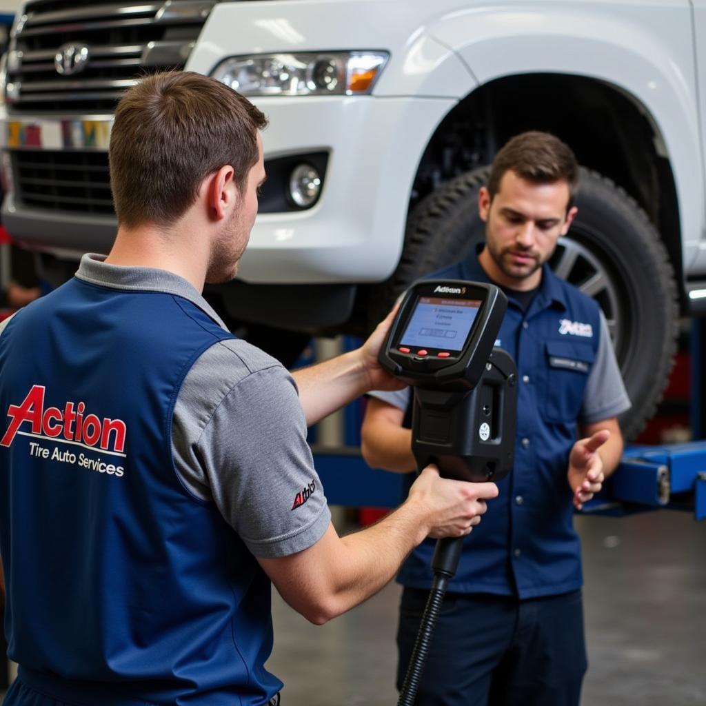 Technician Performing Vehicle Inspection