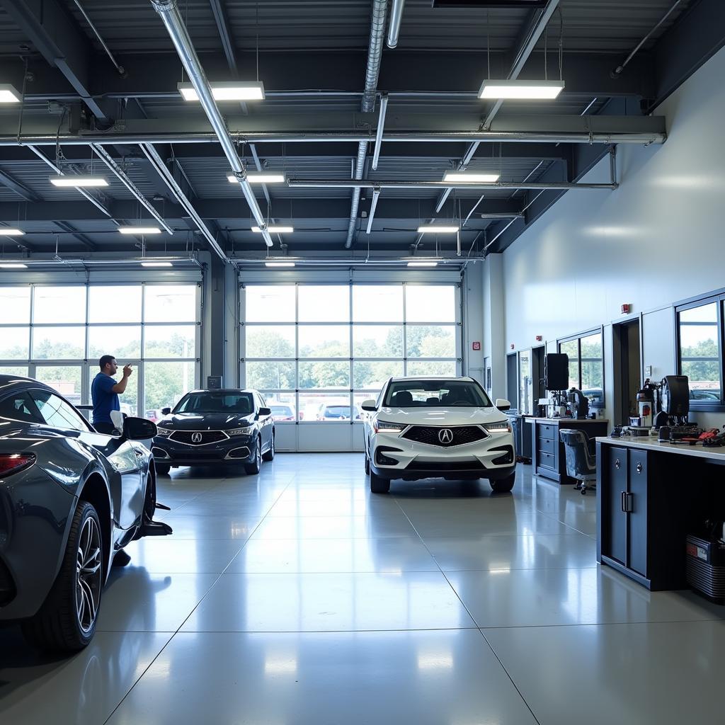 Modern Acura dealership service bay