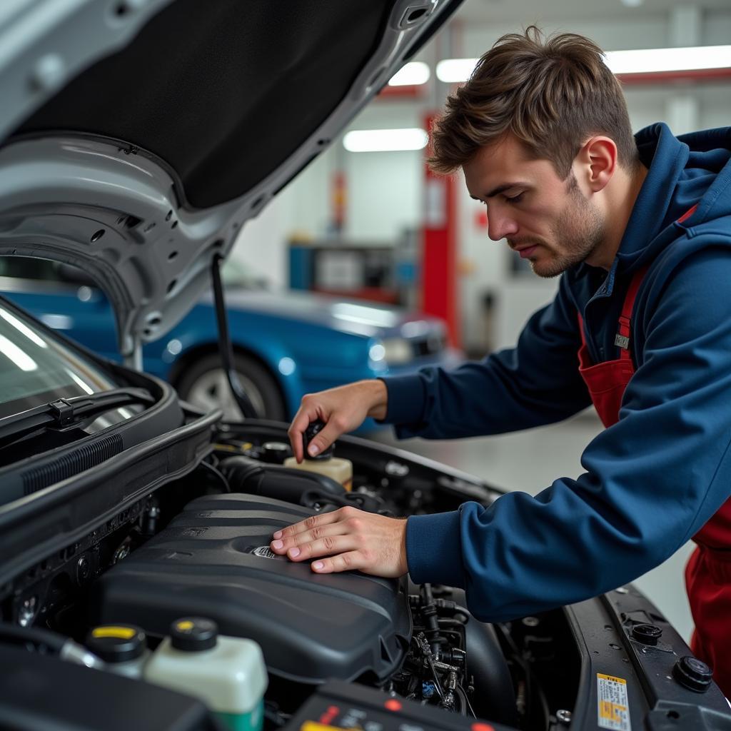 Experienced Technician Working on a Car at Adams Service Auto Repair Shop in Riverside CA