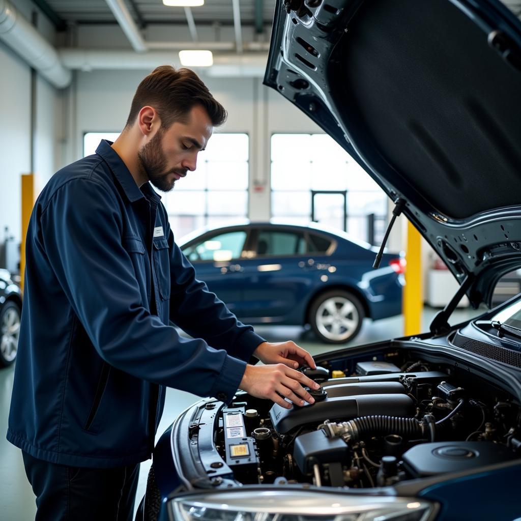 Adelphi Auto Service Technician Working on a Car