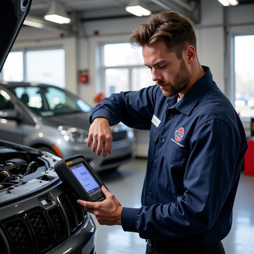 ASE Certified Mechanic Performing Diagnostics in Elizabethtown, NY