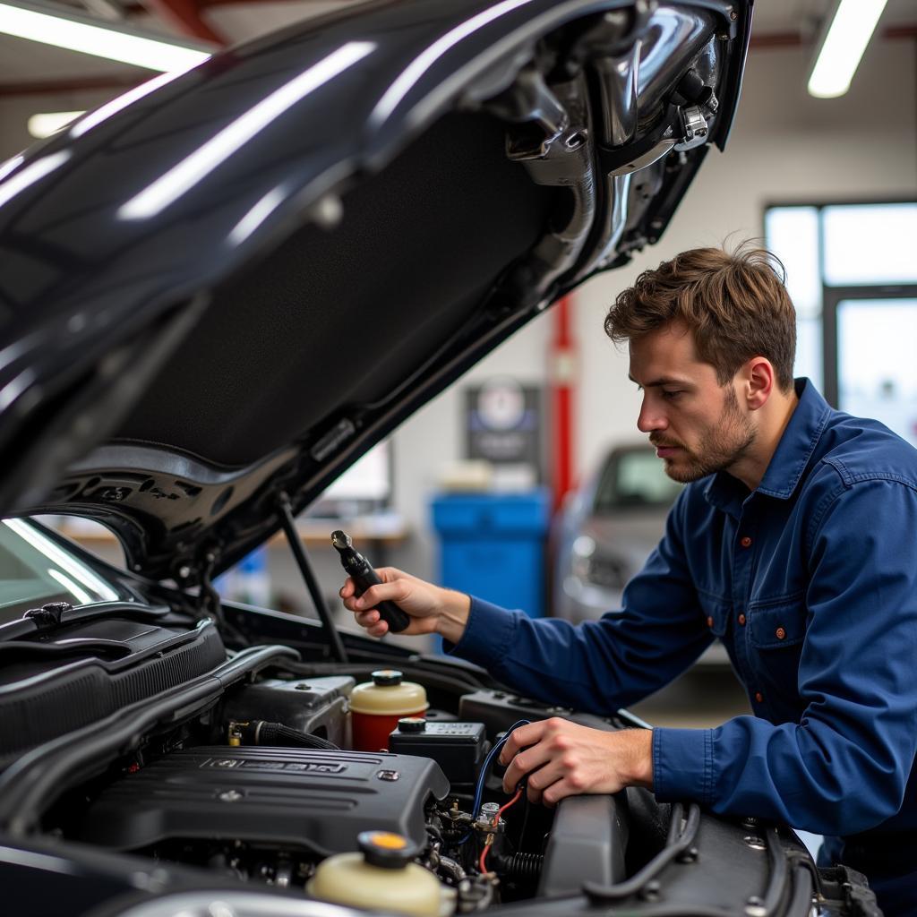 Mechanic Working on a Car at Adirondack Auto Service Elizabethtown