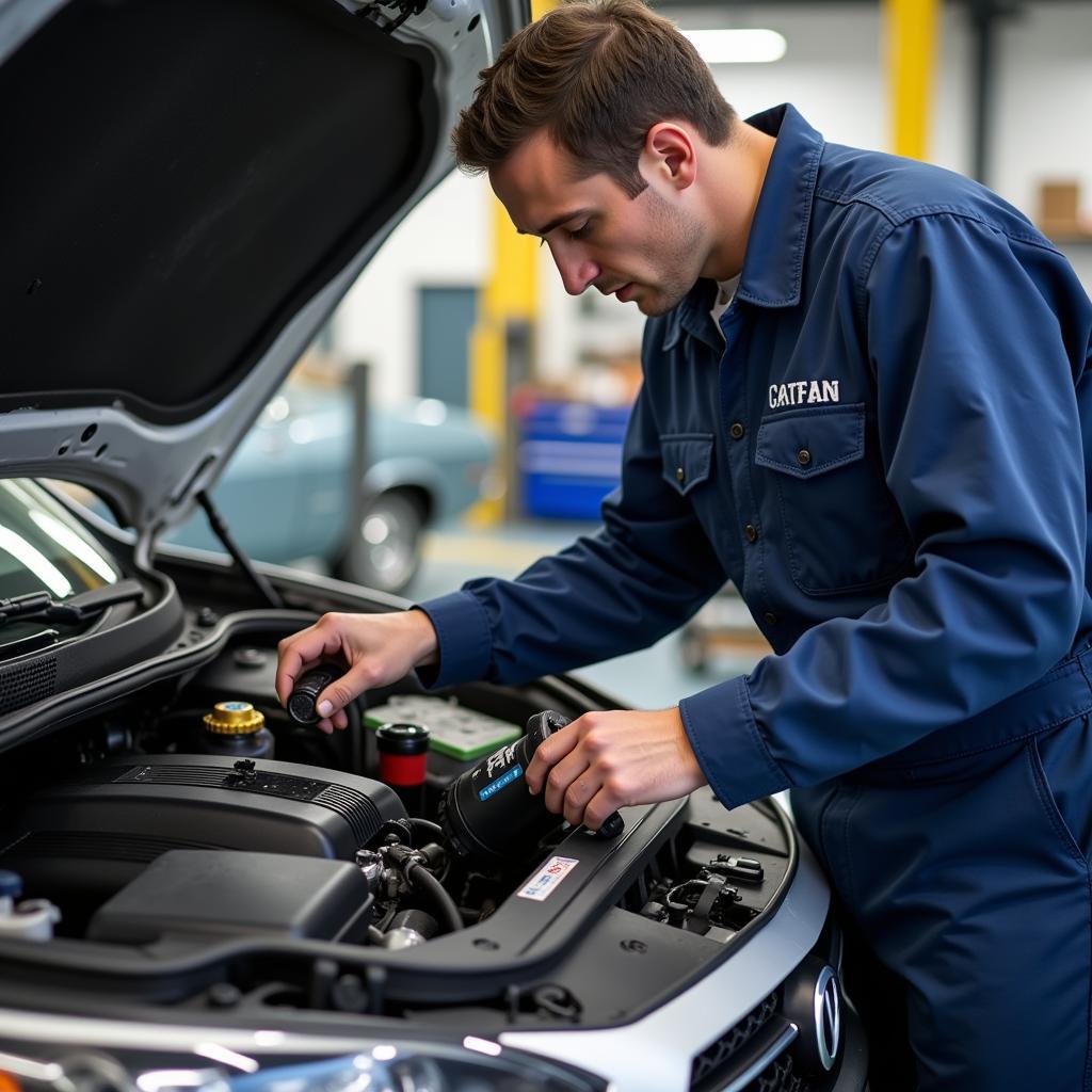 Adirondack Auto Service Technician Working on a Car