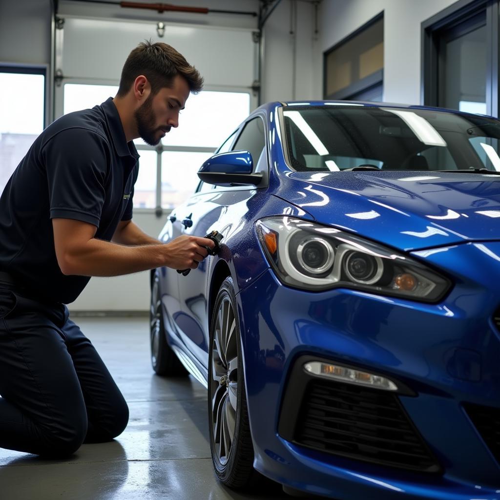 Aegis Auto Service Center Performing Car Detailing