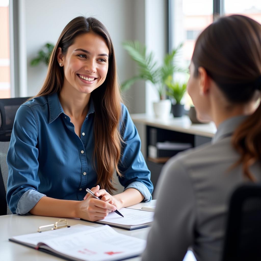 AET customer service representative discussing repair options with a client