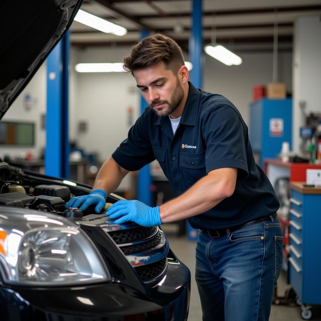 Mechanic Working on a Car in Dallas, Oregon