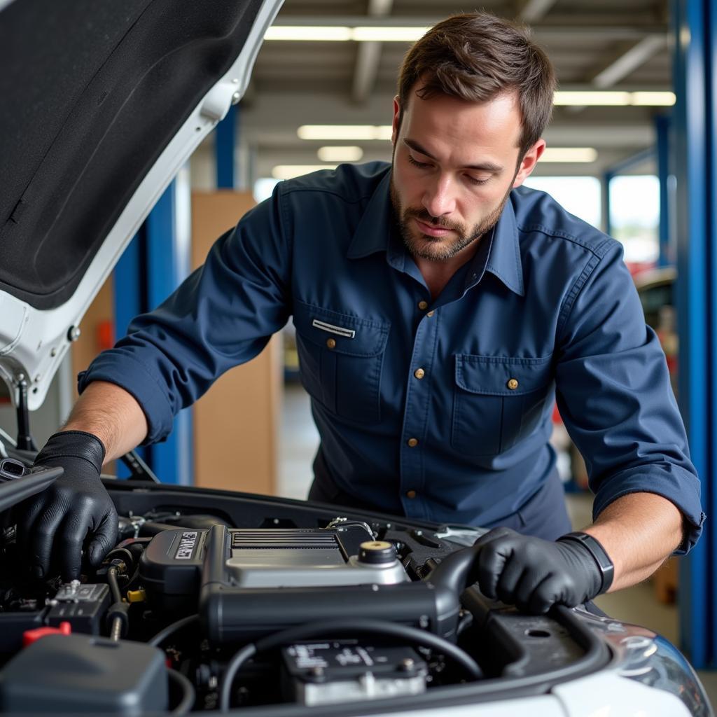 Aiea Auto Service Technician Working on a Car