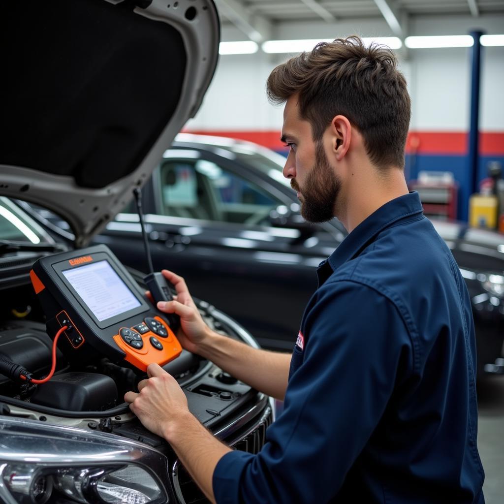 Mechanic Working on a Car at AJ Auto Service Las Vegas