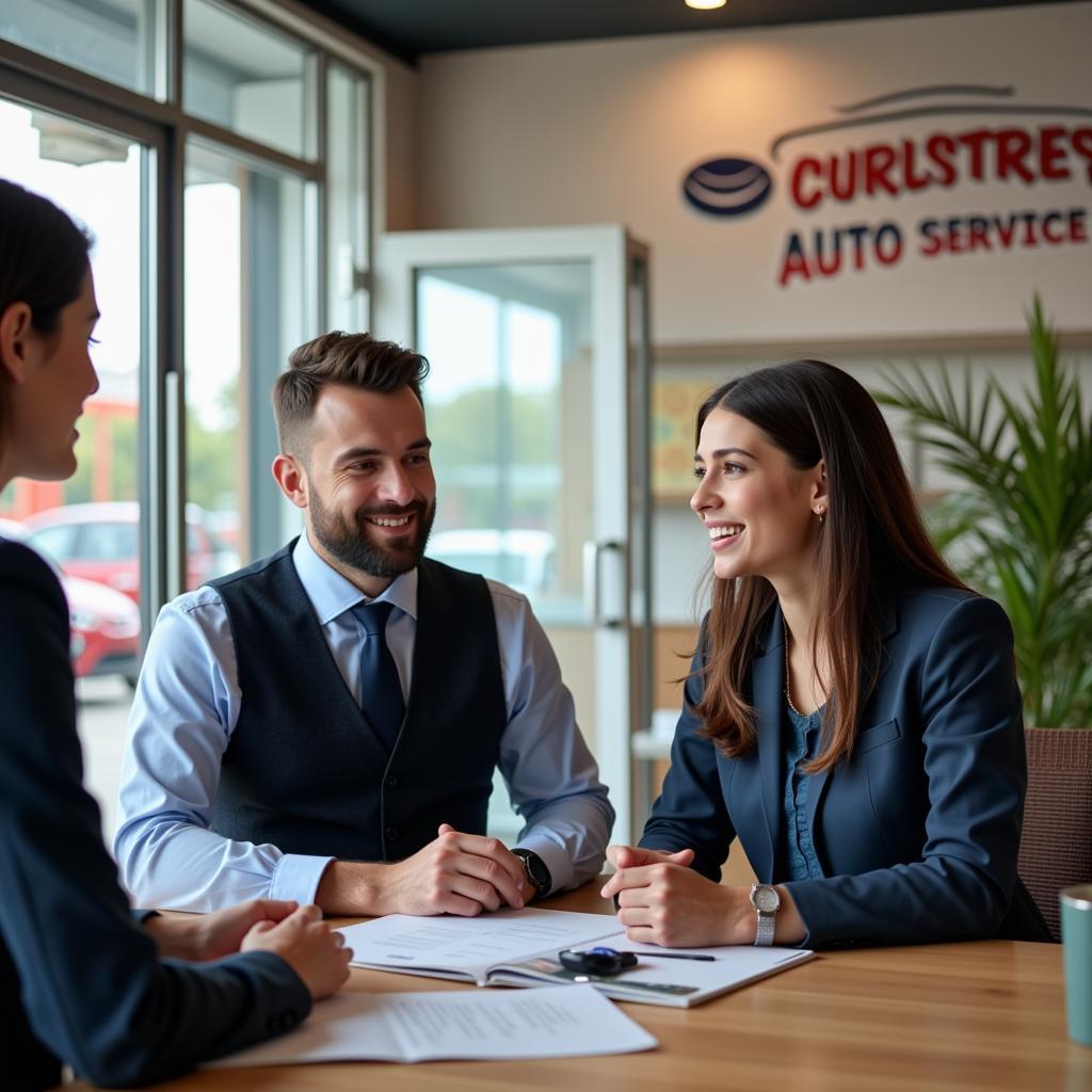 Customer Service Representative Talking to a Client at Akbar Auto Service