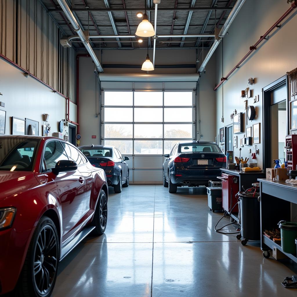 Modern and clean auto repair shop interior in Akron, Ohio