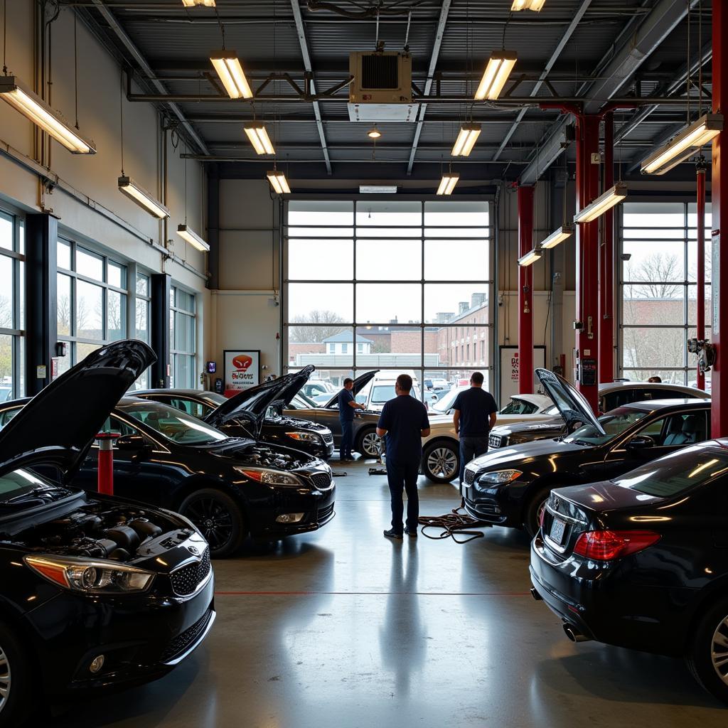 Akron Auto Service Repair Shop Showing Mechanics Working