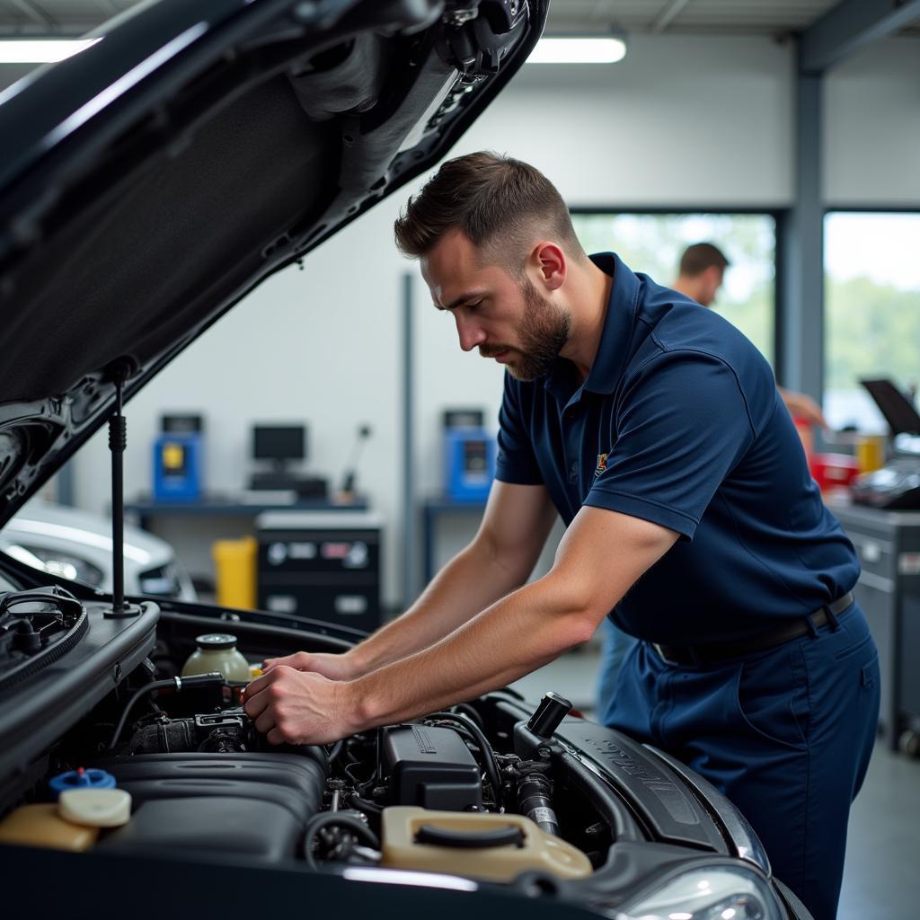 Alabaster Auto Service Technician Working on a Car