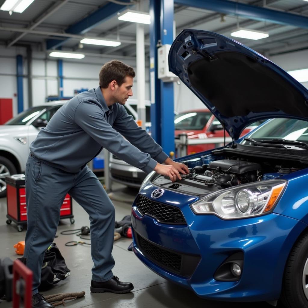 Alaskan Mechanic Working on a Car