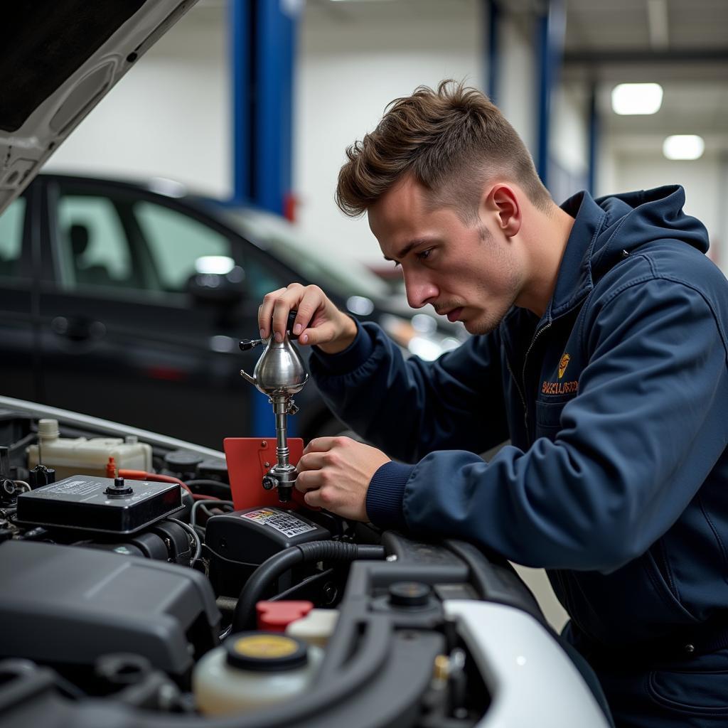 Mechanic Working on a Car at Albion Auto Sales