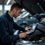 Albo Auto Service Technician Performing Diagnostics