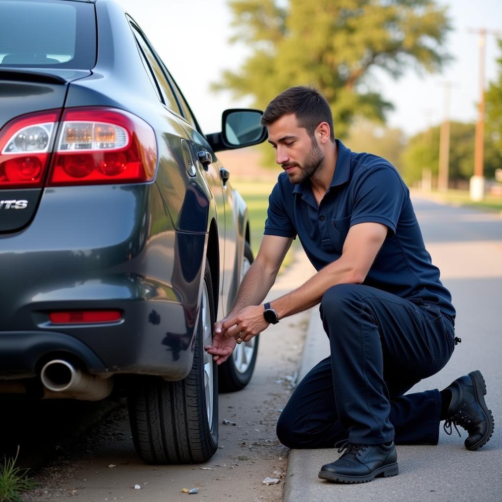 Roadside Assistance Changing Flat Tire Alice Texas