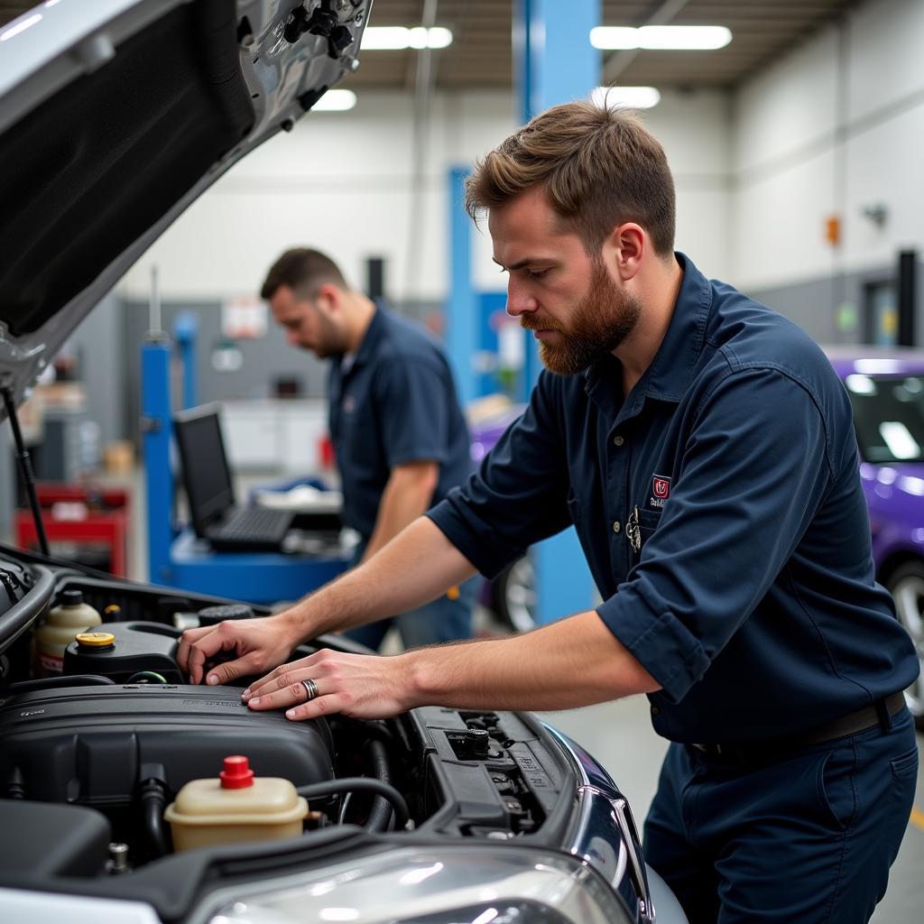 Mechanic working on a car in an Aliso Viejo auto service center