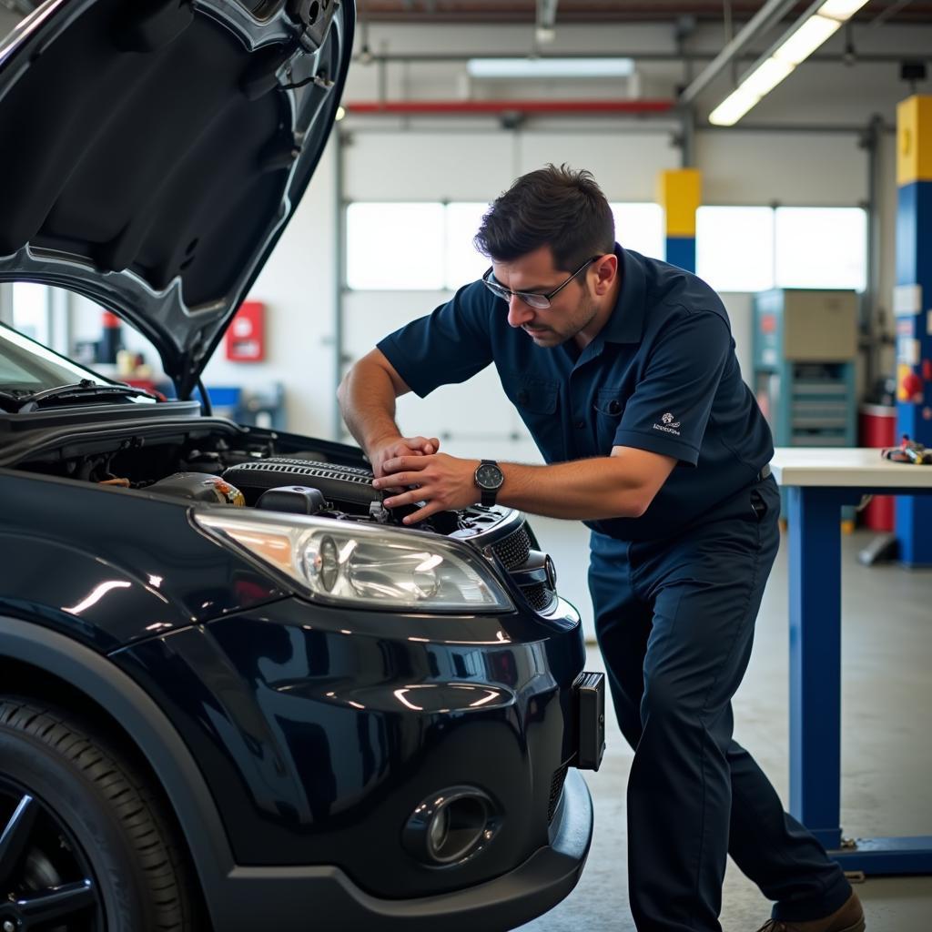 Experienced Auto Service Technician at Work