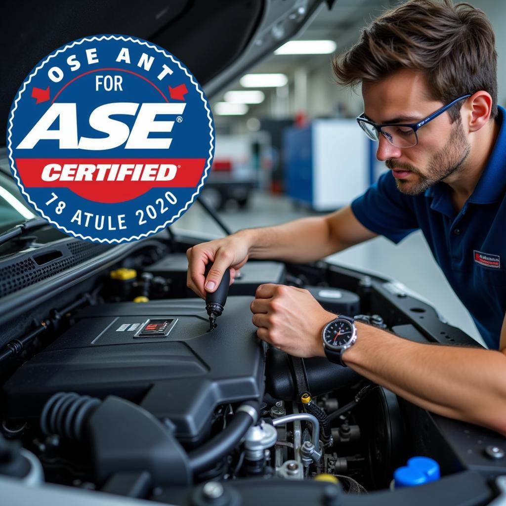 ASE Certified Technician Performing Allans Auto Service