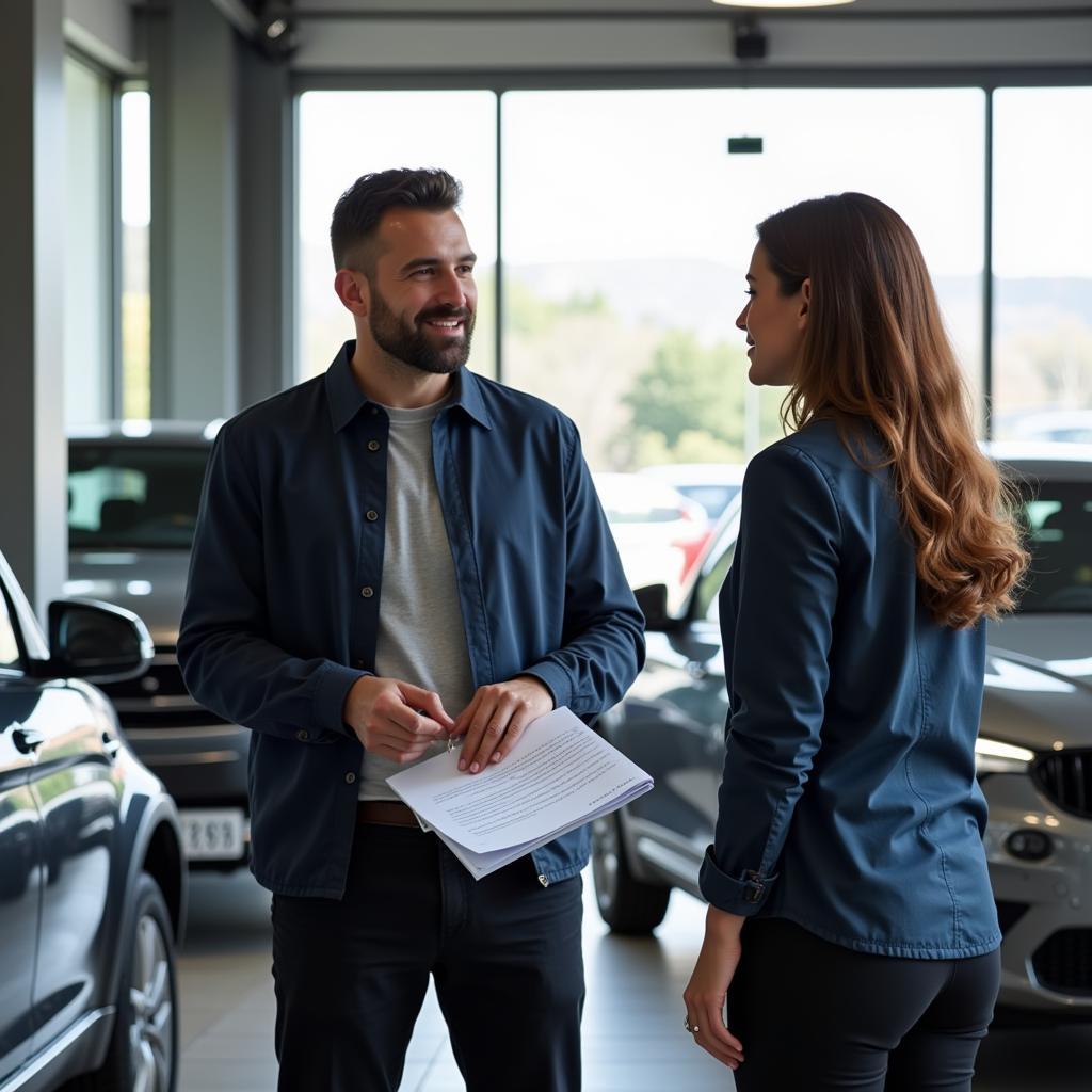 Customer Talking to Service Advisor