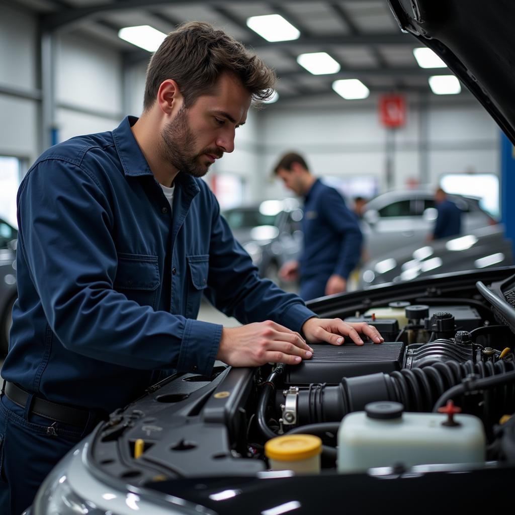 Mechanic Working on a Car