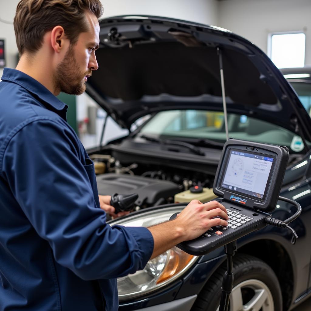 Skilled Technician Working on a Car at Allen's Auto Service