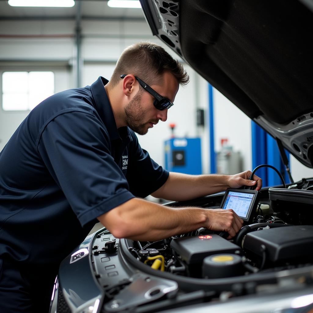 Experienced Technician Performing Diagnostic Check