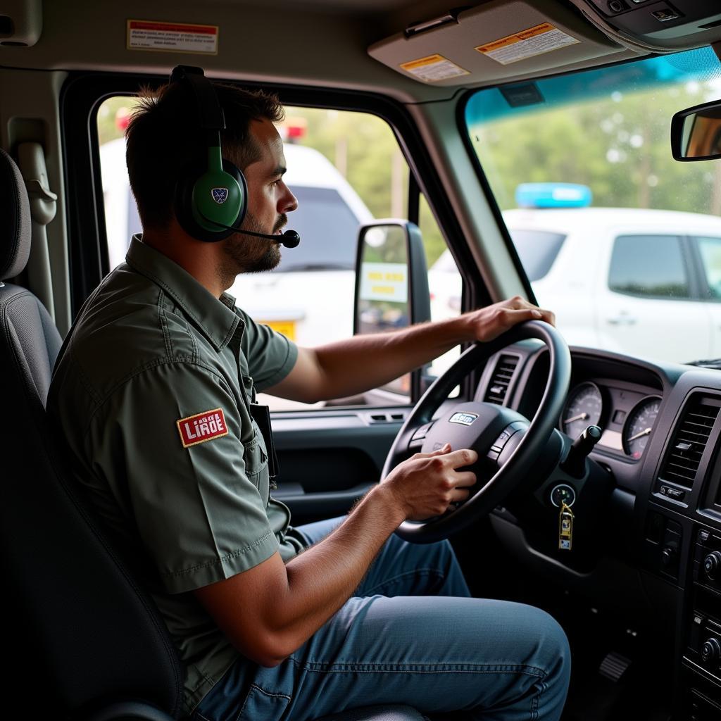 Ambulance Driver Participating in Emergency Response Training