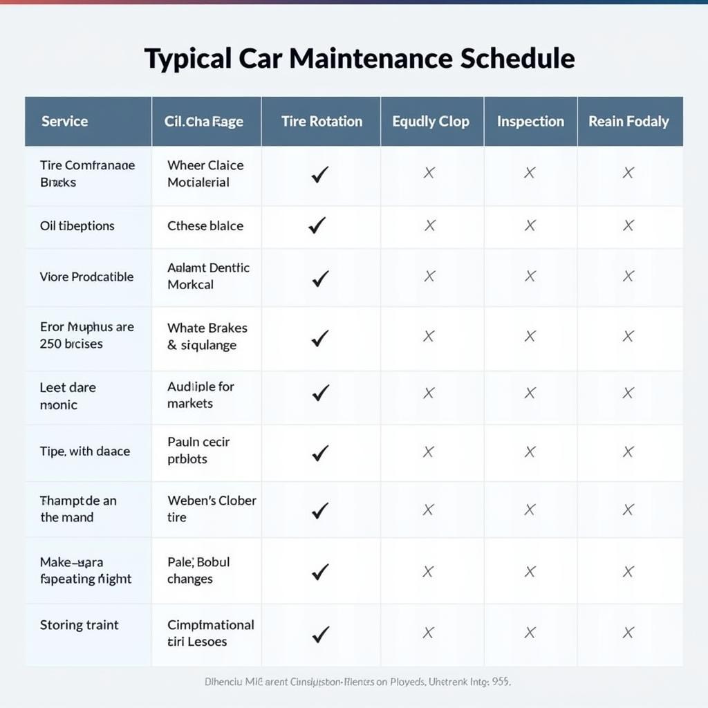 Car Maintenance Schedule Chart