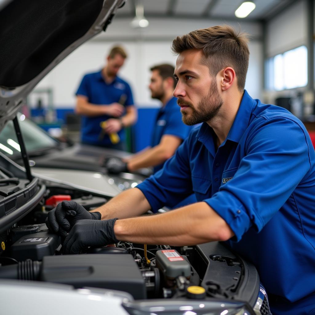 Amherstview Auto Service Technician Working on a Car