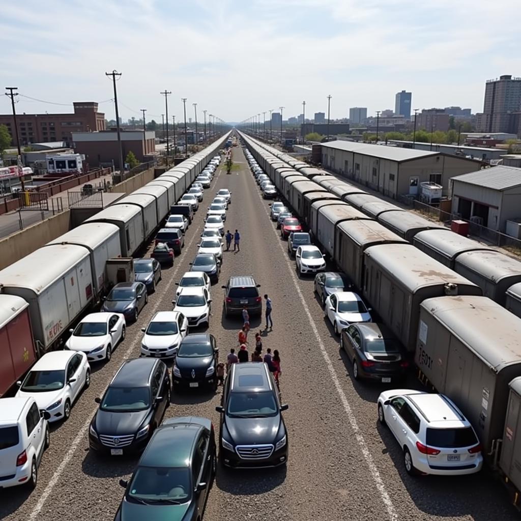 Unloading Vehicles from the Amtrak Auto Train