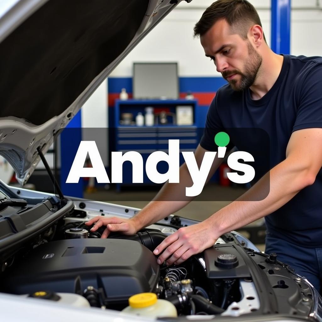 Mechanic Working on a Car at Andy's Auto Services Inc.