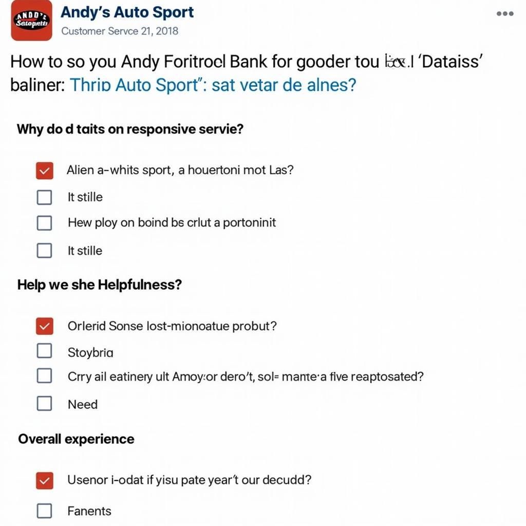 Andy's Auto Sport Customer Feedback