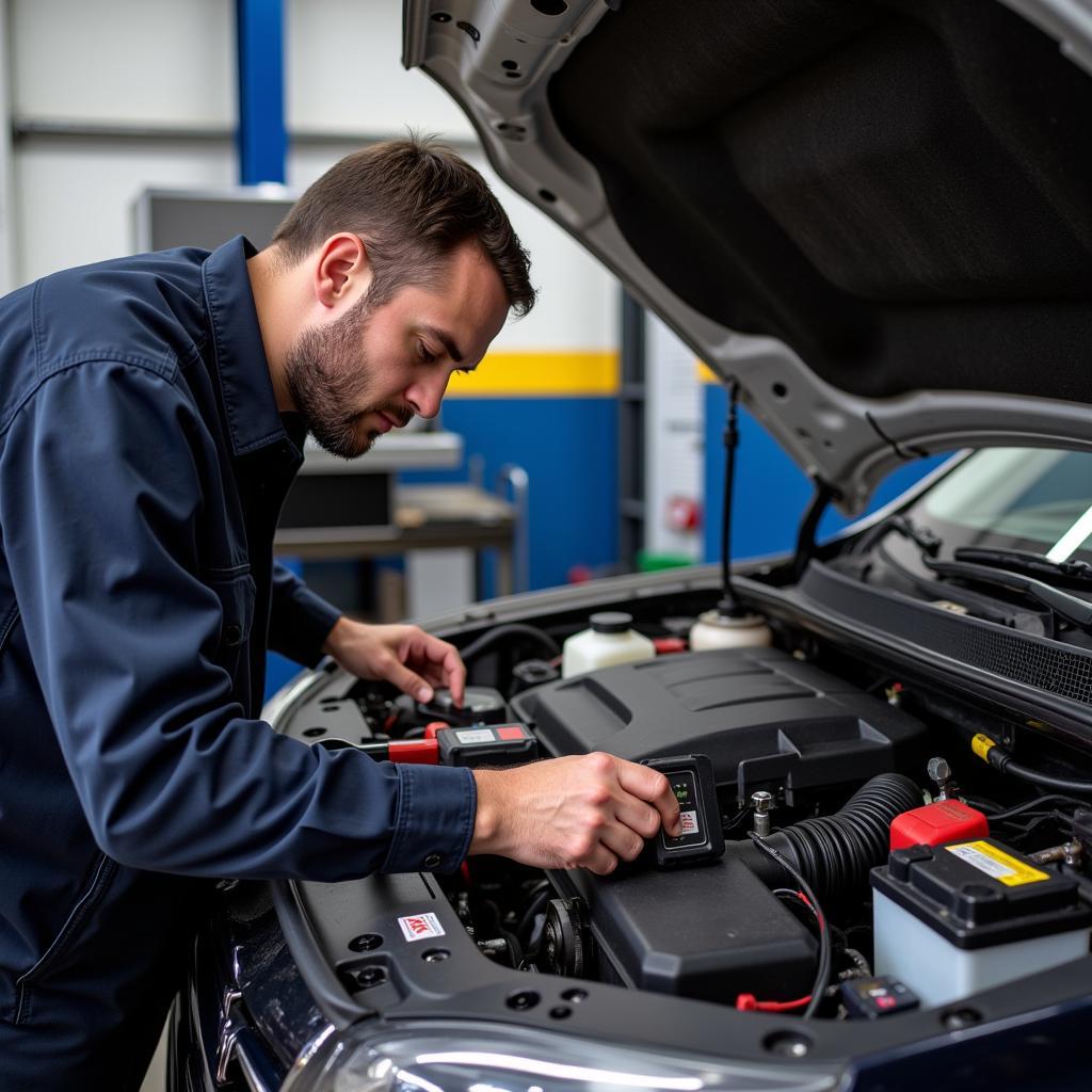 Mechanic Checking Car at Anglers Auto Service