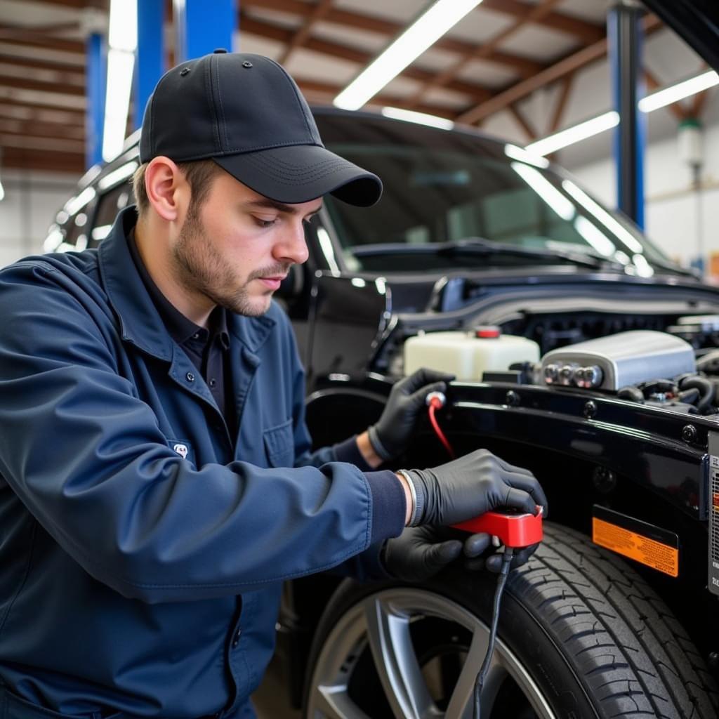 Anker's Auto Service Technician Working on a Car