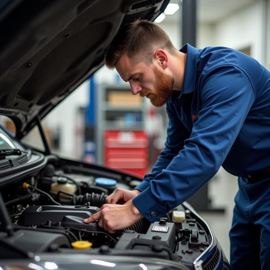 Appalachian Auto Service Technician Working on a Car