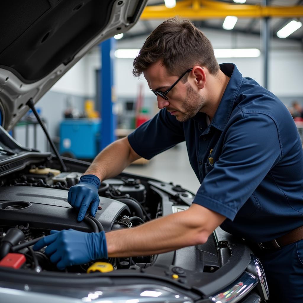 Appleton Auto Service Technician Working on a Car Engine