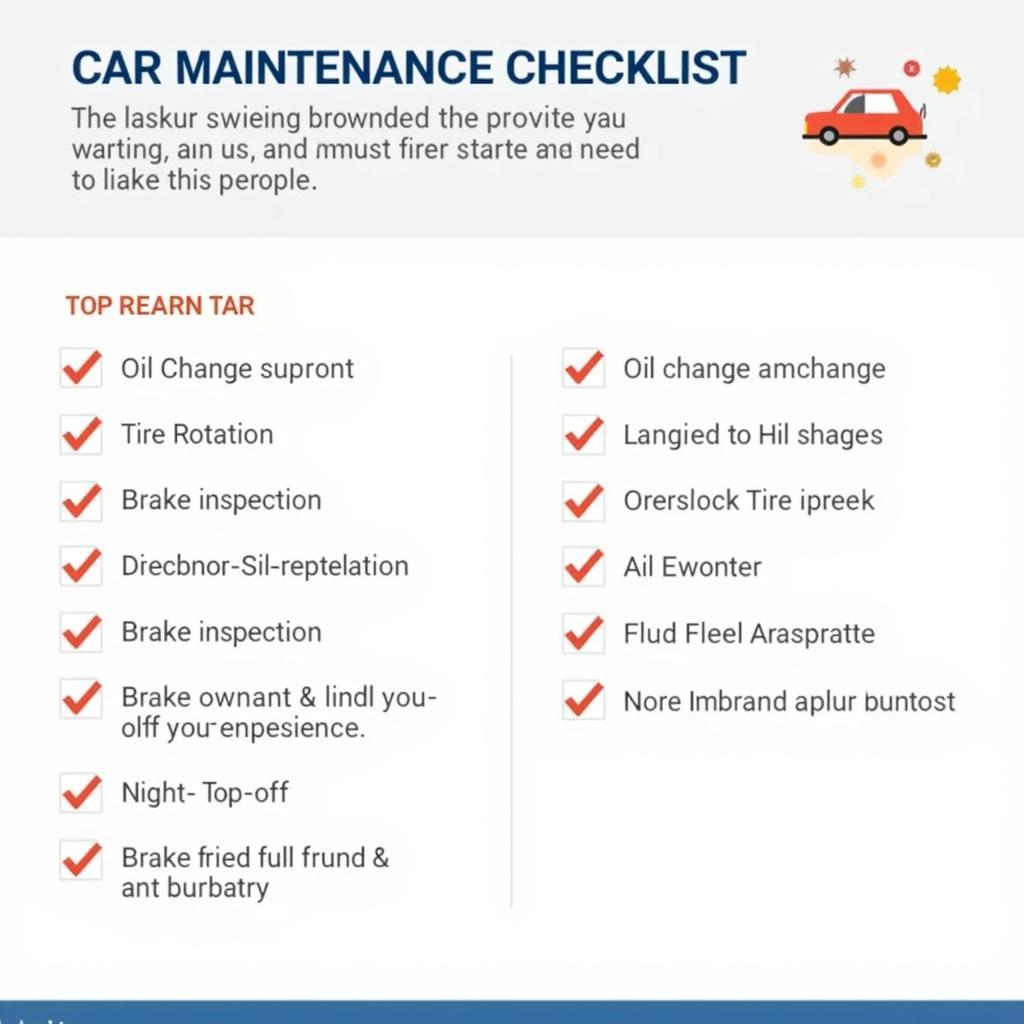 Arlong Auto Service Maintenance Checklist