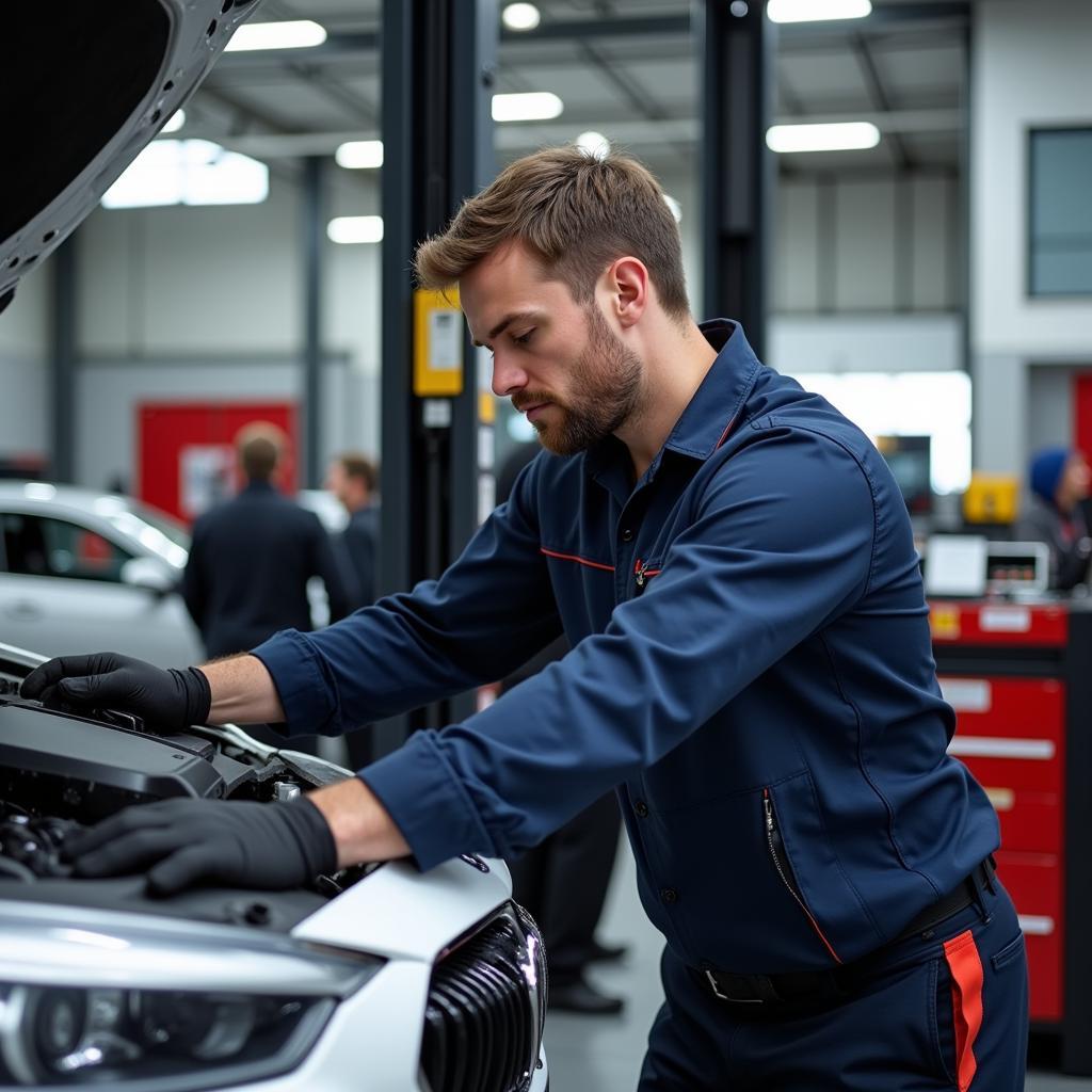 Skilled technician working on a car at Arrow Auto Services Maldon