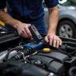 Mechanic Using Diagnostic Tools in Arvada Auto Repair Shop