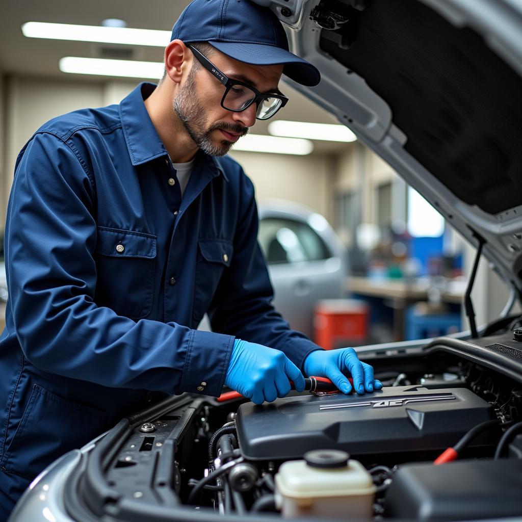 Experienced Technician Performing Engine Maintenance