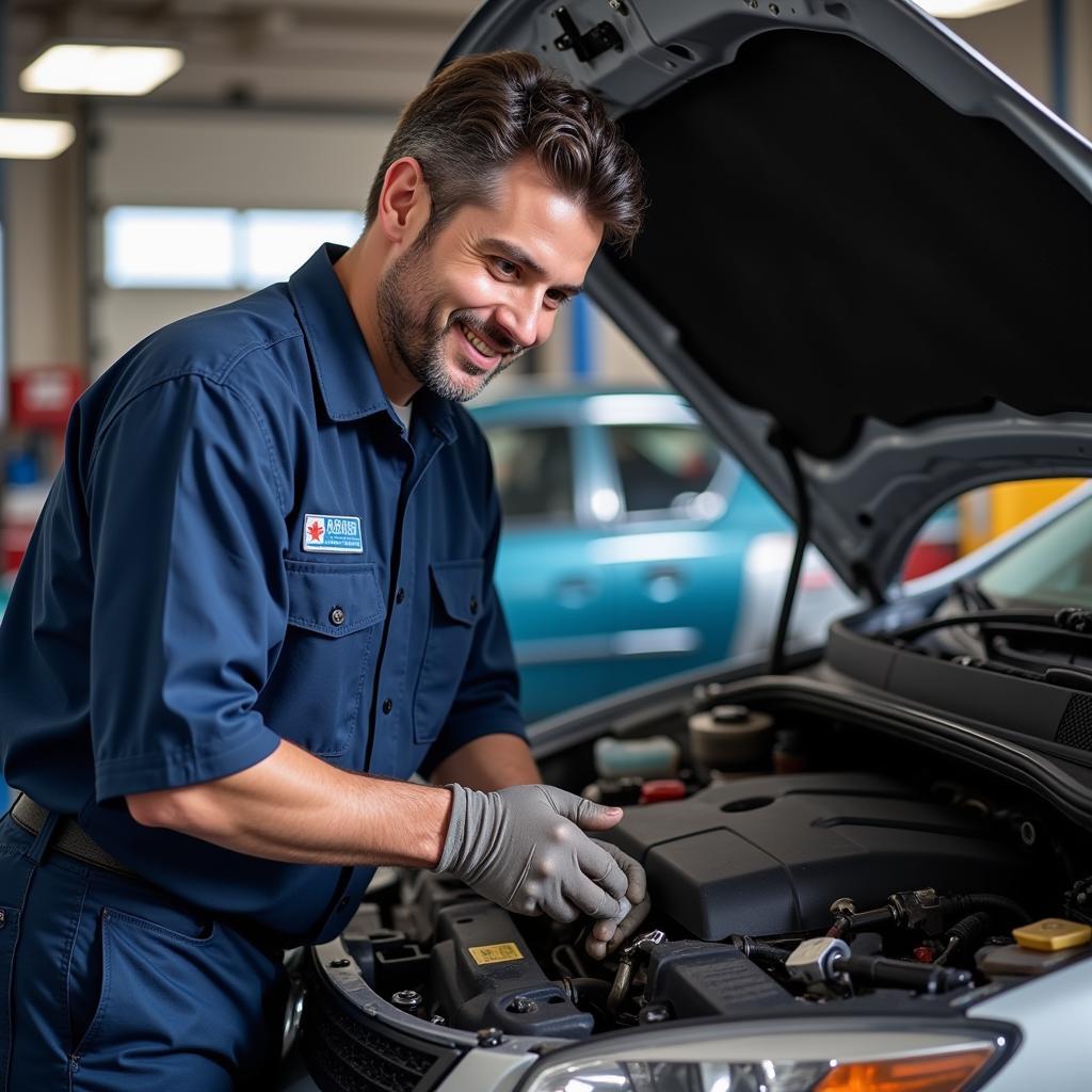 ASE Certified Mechanic Working on a Car in Oxnard