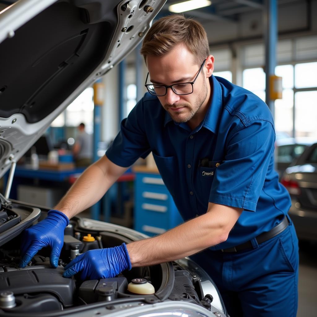 ASE Certified Mechanic Working on a Car in Pueblo West