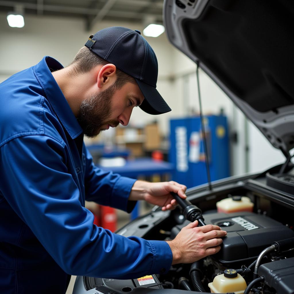 ASE certified mechanic performing auto service in Olathe