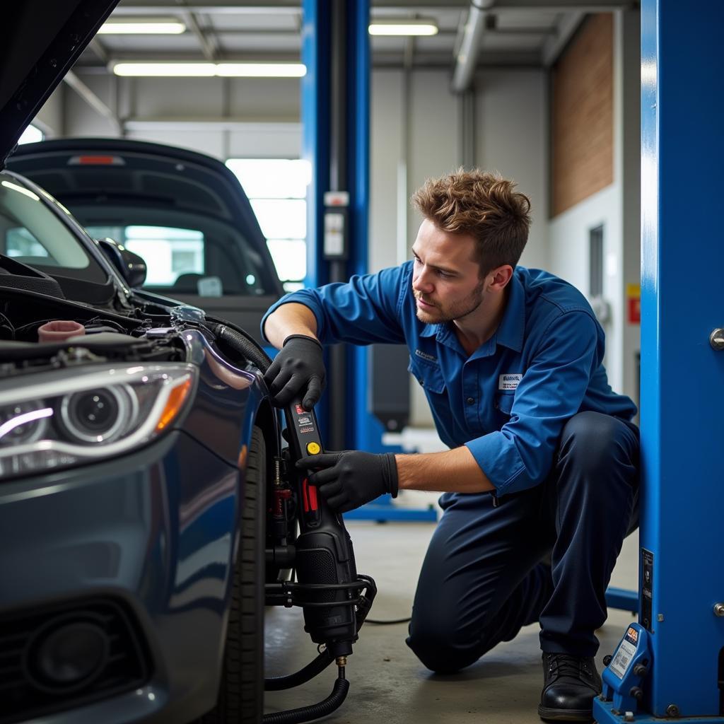 ASE Certified technician performing auto service