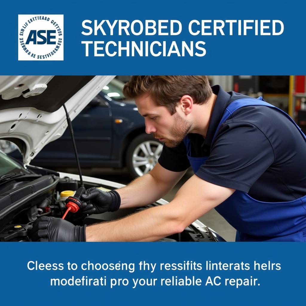 ASE Certified Technician Working on Car AC