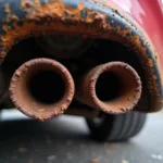 Rust and Corrosion on an Asian Car Muffler